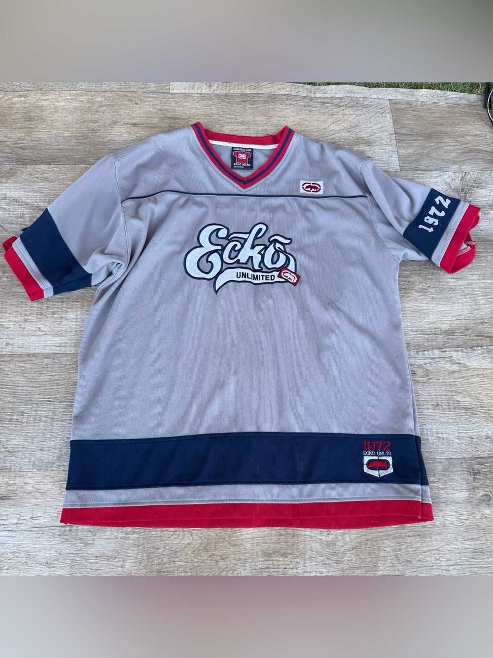 Vintage Y2K Ecko Unltd. Short Sleeve Jersey Style Shirt Big Graphic Size Large